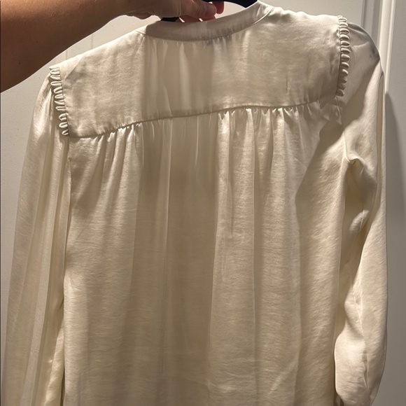 Cream Ruffled Bib Collar Blouse satin - Picture 5 of 5